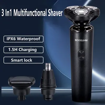 Elektrikli Tıraş Makinesi Jilet tıraş sakal makinesi erkekler için kuru ıslak sakal Düzeltici şarj edilebilir IPX6 yıkanabilir 8D 360 ° Tıraş 3in1 Jilet