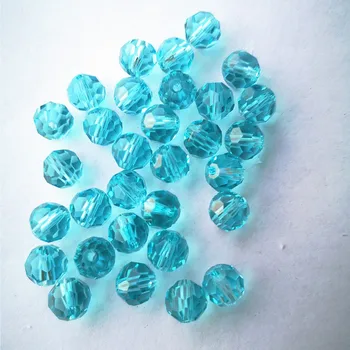 En kaliteli 100 adet/grup Aqua renk 6mm K9 kristal yönlü ışık boncuk avize kristalleri için bir delik Dıy takı aksesuarları