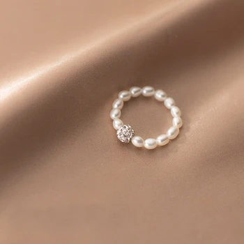Enosola Gerçek 925 Ayar Gümüş Mikro kaplamalı CZ Topu İnciler Elastik Halat Yüzükler Kadınlar için Rahat Parti Parmak Takı