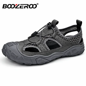 Erkek deri nefes alan günlük ayakkabılar Yüksek kaliteli klasik antiskid sandalet Yaz açık yürüyüş aşınmaya dayanıklı spor ayakkabı