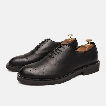 Erkekler İş Elbise rahat ayakkabılar Adam İçin Yumuşak PU Deri Moda Rahat Oxford ayakkabı Ofis Brogues Zapatos De Vestir Hombre