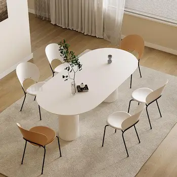 Fransız yemek masası küçük ev kaya döşeme ışık lüks Modern Minimalist ev oturma odası yuvarlak Minimalist masa