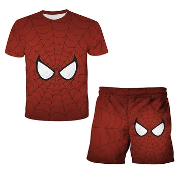 Grafik T-shirt Koreli çocuk giyim Erkek Giysileri 4yrs to 12yrs Örümcek Adam 3d Baskı Cadılar Bayramı Kostüm Çocuklar için Kız Seti