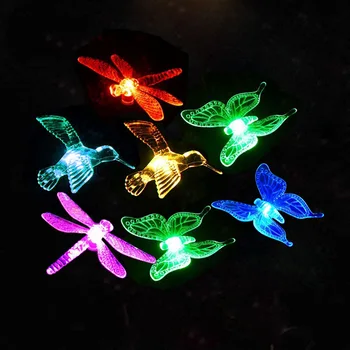 Güneş ışığı açık havada kelebek yusufçuk ışıkları kazık ışıkları açık renk değiştiren ışıklar avlu peyzaj bahçe dekorasyon