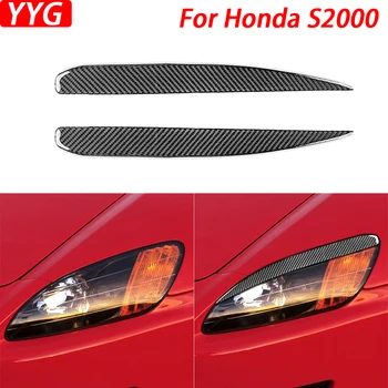 Honda için S2000 2000-2009 Gerçek Karbon Fiber Ön Far Gözkapağı Kaş Kapak Trim Araba Styling Dekorasyon Aksesuarları Sticker