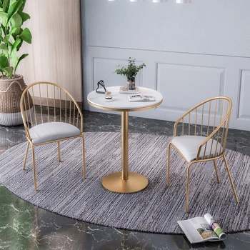 Iskandinav Altın Modern Minimalist yemek sandalyeleri Yemek Odası için Ev Lüks Ferforje Restoran Masa ve Sandalyeler