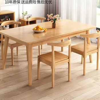 Iskandinav Tüm katı ahşap yemek masası Ev Küçük Apartman Günlük yemek masası Ve Sandalye Kombinasyonu Modern Basit yemek masası