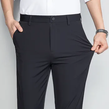 İlkbahar Ve Yaz Yeni Yüksek elastik gündelik erkek pantolonları İnce İnce Pantolon demir Olmayan Düz erkek Moda Pantolon