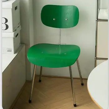İskandinav müzakere sandalye kahve dükkanı paslanmaz çelik ayak tek sandalye basit ahşap arkalığı süt çay dükkanı yemek sandalyesi