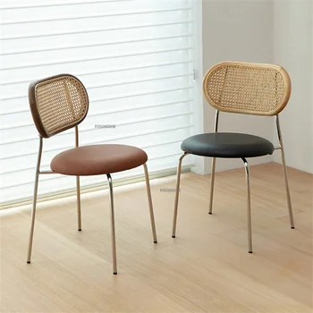 İskandinav rattan yemek sandalyeleri Restoran için mutfak ışığı Lüks ev mobilyası Basit Arkalığı yumuşak koltuk minderi Yemek Sandalyesi