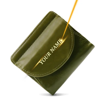 Kadın Cüzdan Kazınmış Isim hakiki deri cüzdan Kişiselleştirilmiş Moda bozuk para cüzdanı Rfıd kart tutucu Kısa Cüzdan Özelleştirilmiş