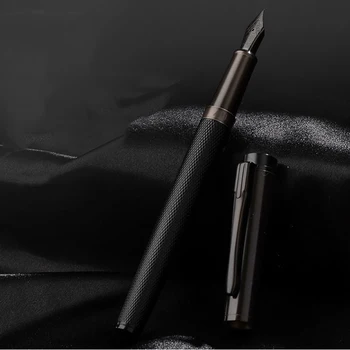 KAHRAMAN Siyah Orman Metal dolma kalem Titanyum Siyah Ekstra İnce Ucu Güzel Ağaç Doku Mükemmel Yazma Hediye Kalem
