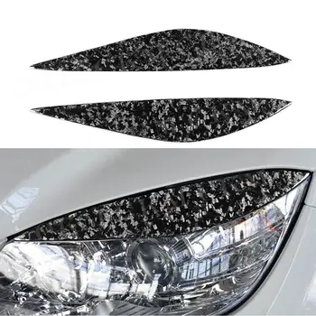 Karbon Fiber Ön Tampon Kaş Far Kapakları Araba Sticker Benz için W204 C180 C200 C260 C300 C350 2008-2011