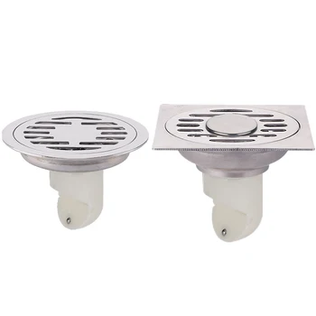 Kare / Yuvarlak 304 paslanmaz çelik zemin drenajı Balkon Çamaşır Makinesi Tuvalet Koku Önleyici Süzgeç Mutfak Banyo Donanım Parçaları
