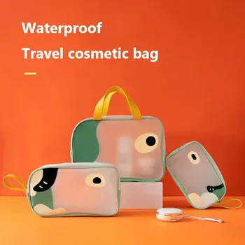 Karikatür PU Deri saklama çantası Seyahat Kozmetik Çantası Kadınlar için Tuvalet Organizatör Kılıfı Taşınabilir Makyaj Çantası Cosmetiquera Neceser