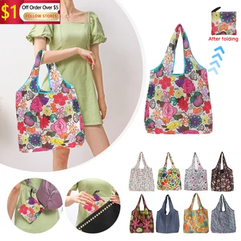 Katlanabilir Eko alışveriş çantası Kılıfı Moda Kadın Çanta Kullanımlık Meyve Sebze saklama çantası Organizatör alışveriş çantaları