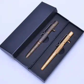 Katı Pirinç jel mürekkep kalemi Retro Bambu Düğüm Cıvata Eylem Yazma Aracı Kırtasiye