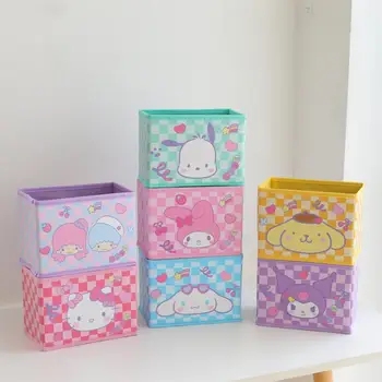 Kawaii Sanrio Masaüstü Çeşitli Eşyalar saklama kutusu kozmetik düzenleyici Kutusu Katlanabilir Kırtasiye Çantası Deri Su Geçirmez Mum Boya Shin-Chan