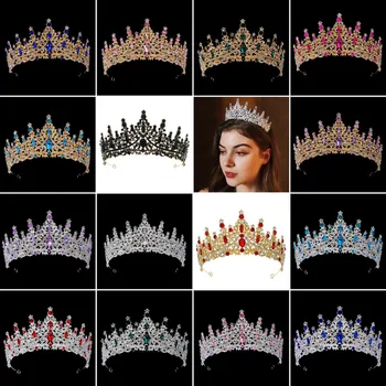KMVEXO Kraliyet Rhinestone Kristal Kraliçe Tiara Kafa Düğün Pageant Doğum Günü Partisi Taçlar Prenses Headpieces Kadınlar Kızlar için