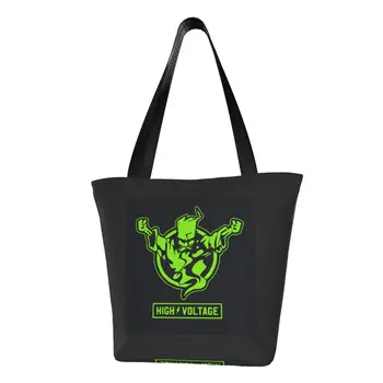 Komik Yüksek Gerilim Thunderdome alışveriş çantası Kullanımlık Hardcore Gabber Bakkal Tuval Shopper omuzdan askili çanta