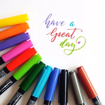 Kuretake FUDEBİYORİ Metalik Suluboya Yumuşak Fırça Yazı Kalemler Fırça İşaretleyiciler 48 Renkler Japonya
