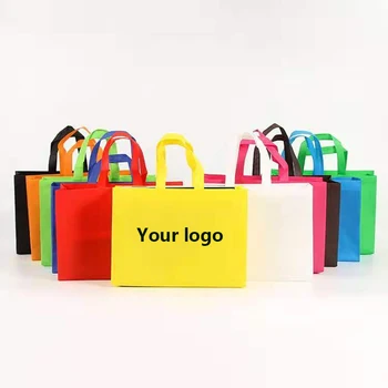 küçük İşletmeler için 500 adet Özel Logo Çanta,Bakkaliye için Dokuma Olmayan Alışveriş Taşıyıcı Ambalaj Tote Çanta