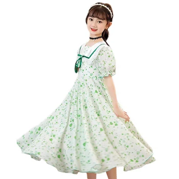 Kızlar Yaz Şifon Çiçek Elbise Genç Çocuk Moda Stil Prenses Doğum Günü Partisi Giyim 4 6 8 10 12 14 Yıl