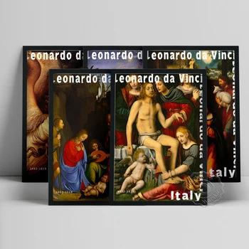 Leonardo Da Vinci Müzesi Sergi Baskı, Da Vinci Vaftiz İsa Yağlıboya, Şekil Portre Duvar Resmi, Vintage Poster