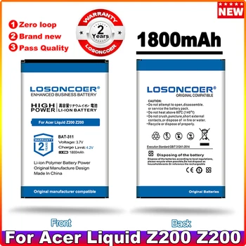 LOSONCOER 1800 mAh BAT-311 Pil İçin Acer Sıvı Z200, Z200 (1ICP5 / 43 / 55) ICP444355A