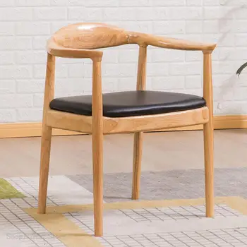 Lüks Deri yemek sandalyeleri İskandinav Kol Dayama Ahşap Minimalist Sandalye Balkon Düşük Geri Silla Comedor Balkon Mobilyaları GXR45XP