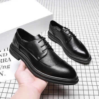 Marka erkek ayakkabısı Yüksek Kaliteli İngiltere Trend rahat ayakkabılar Moda İş Oxford Düğün Deri Tasarımcı Elbise Ayakkabı Erkekler Flats