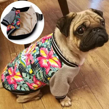 Moda Baskılı Pet Köpek Giysileri Küçük Köpekler için Kış Sıcak Kalınlaşmak Köpek Ceket Ceket Fransız Bulldog Pug Kıyafet Yavru Evcil Giyim