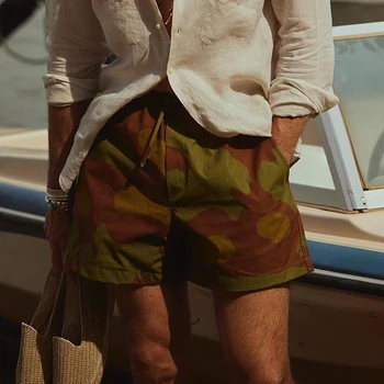 Moda Kamuflaj Baskı Kısa Pantolon erkek 2023 Yaz Tatili Rahat Sahil plaj şortu Erkekler Eğlence İpli Kravat Şort