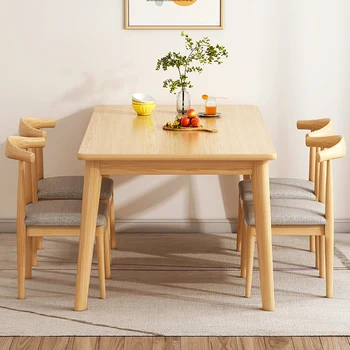 Modern masif ahşap yemek masası Tasarım Kare İskandinav yemek masası ve sandalye seti Oturma Odası Mesas De Jantar mutfak mobilyası