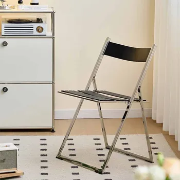 Modern Minimalist yemek sandalyeleri Metal Bacaklar Yerden Tasarruf Sağlayan Açık Şezlong Tasarımcı Katlanır Sillas De Comedor Ev Mobilyaları