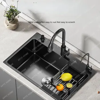 Mutfak Lavabo Nano Paslanmaz Çelik Mutfak Aksesuarları Yüksek Kaliteli Büyük Tek Yuvalı lavabo Mutfak Muslukları