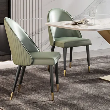 Nordic ışık lüks yemek sandalyeleri ev geri Net ünlü Ins rüzgar kahve restoran Modern basit deri masif ahşap sandalye