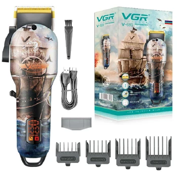 Orijinal VGR Profesyonel Ayarlanabilir Saç Kesme Makinesi Sakal Düzeltici Şarj Edilebilir Berber Saç Kesme Makinesi kablosuz led Ekran