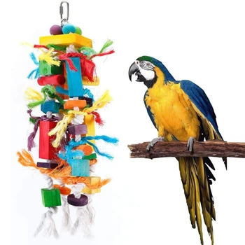 Papağan Asılı Blok Oyuncak Pet Kuşlar Salıncak Ahşap Gagalama Bite Oyuncak Kuş Kafesi Oyuncak