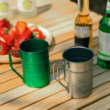 Paslanmaz Çelik Kamp Kupa Tencere yeniden kullanılabilir kahve fincanı Hediye Vintage Stil bira kupası Seyahat Yürüyüş Piknik Açık Bahçe