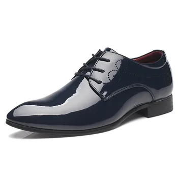 Patent Deri Erkek Düğün Ayakkabı Moda erkek Oxfords Ayakkabı Tasarımcısı Sivri sivri uçlu ayakkabı Daireler Artı Boyutu 37-48