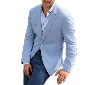 Rahat Açık Mavi Erkek Takım Elbise 2 Adet (Ceket + Pantolon + Kravat)yüksek Kaliteli Şık Blazer Pantolon Yaz Ceket Özel Erkek Parti Giyim Giyim