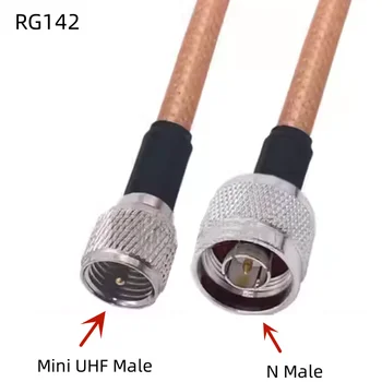 RG142 Kablo Mini UHF Erkek N Erkek fiş konnektörü Düz RF Jumper pigtail Kablo 50 Ohm