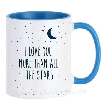 Seni Tüm Yıldızlardan Daha Çok Seviyorum Bardak Karı Koca Çiftler Sevgililer Hediye Kahve Kupaları İçecek Su Suyu Coffeeware Ev Çıkartması
