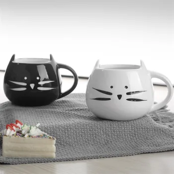 Seramik Sevimli Kedi Süt Kupa Kolu ile, Yaratıcı Kahve Çay Kupa, Karikatür Hayvan Kahvaltı Fincan, ofis İçme