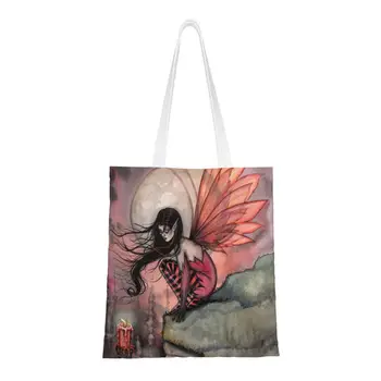 Sevimli Sonbahar Alev Peri Fantezi Sanat Molly Harrison bez alışveriş çantası Geri Dönüşüm Tuval Bakkal Omuz Alışveriş çantası