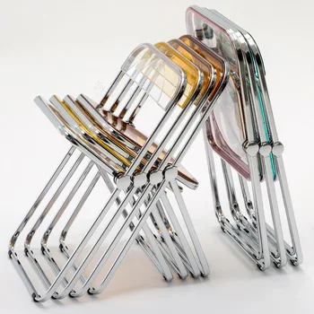 sillas de comedor Şeffaf Kristal yemek sandalyeleri Moda Katlanır Sandalye Yatak Odası Makyaj Koltuğu Fotoğraf Koltuğu sırtlı sandalye Mobilya