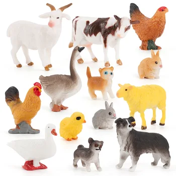 Simülasyon Çiftlik Çiftlik Küçük Hayvan Modeli Yavru Koyun Tavşan Kümes Hayvanları Tavuk Ördek Kaz Masaüstü Kum Masa Dekorasyon Kawaii Oyuncaklar