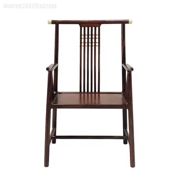 Siyah Ceviz Yeni Çin Tarzı Daire Sandalye Üç parçalı Set katı ahşap Kitap Sandalye Abanoz Zen Taishi Sandalye Eğlence Müzakere