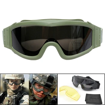 Taktik Gözlük Askeri Savaş Airsoft Paintball Güvenlik Gözlükleri Açık Avcılık Çekim Yürüyüş için 3 Lens ile UV400 Gözlük